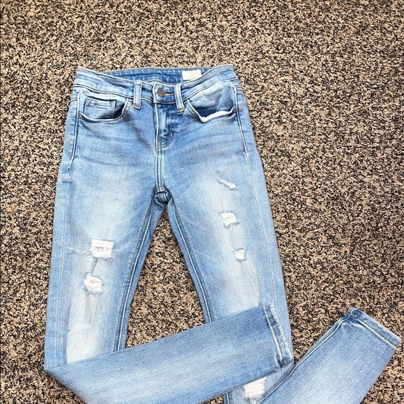 Bridge By Gly Denim - Bridge By Gly Mid Rise Skinny Women's Light Blue Distressed Jeans Sz 23 | EUC